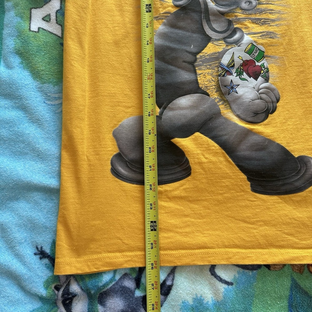 Popeye Cartoon Graphic T-Shirt Mens Small Yellow Popeye Sailor Vintage Style Tee - Picture 4 of 6